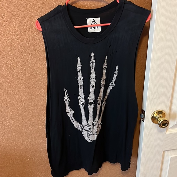 Distressed Skeleton Hand Unif Muscle Tank - Picture 2 of 3